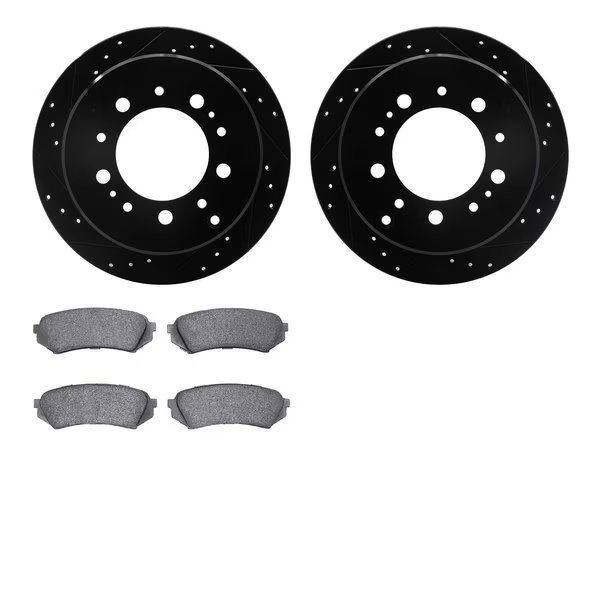 8302-76116, Rotors-Drilled and Slotted-Black with 3000 Series Ceramic Brake Pads, Zinc Coated, Dynamic Friction Co, Mfr#: 8302-76116